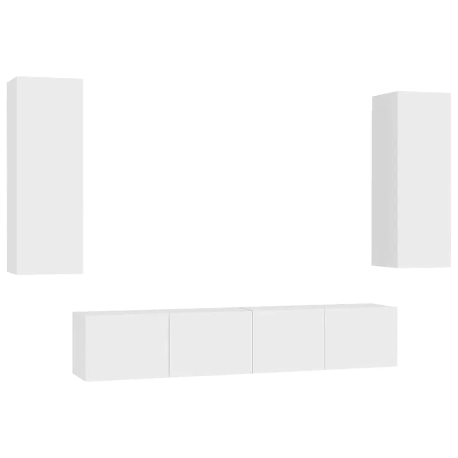 Ensemble de meubles TV 4 pcs Blanc Bois d'ingénierie - 2