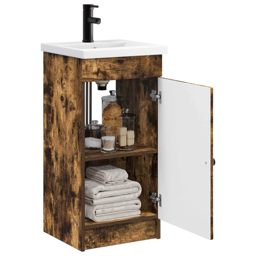 Meuble de salle de bain avec évier Chêne fumé 42 x 40 x 84,5 cm - 3