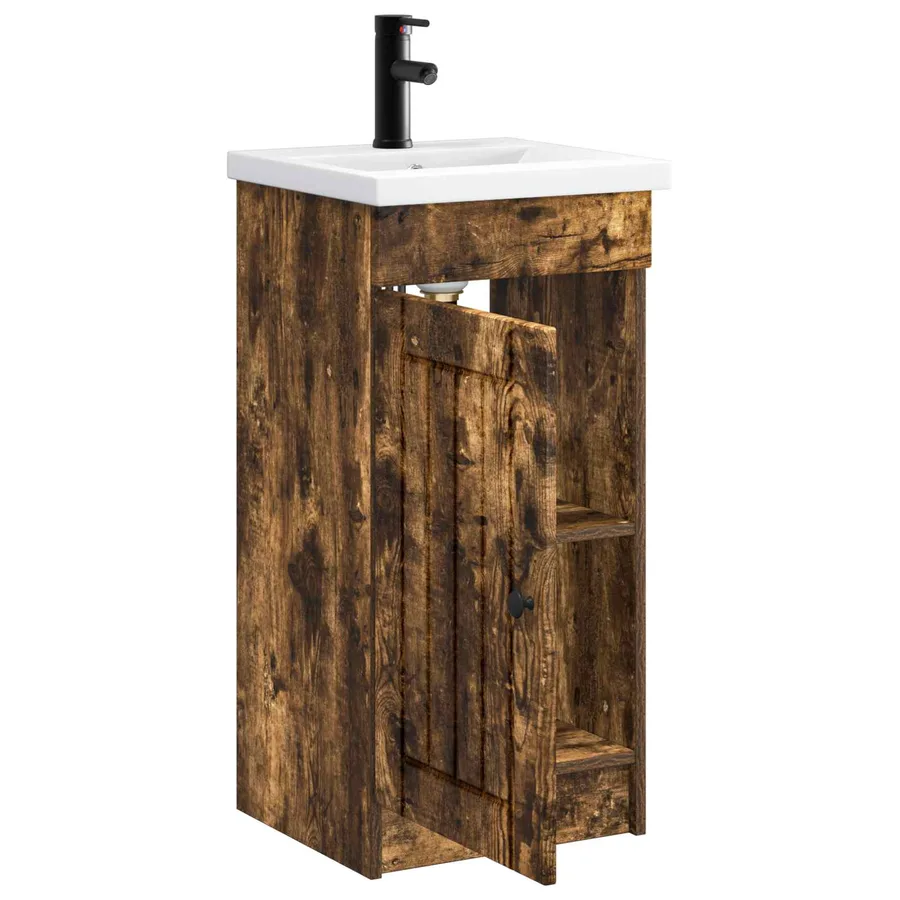 Meuble de salle de bain avec évier Chêne fumé 42 x 40 x 84,5 cm - 4