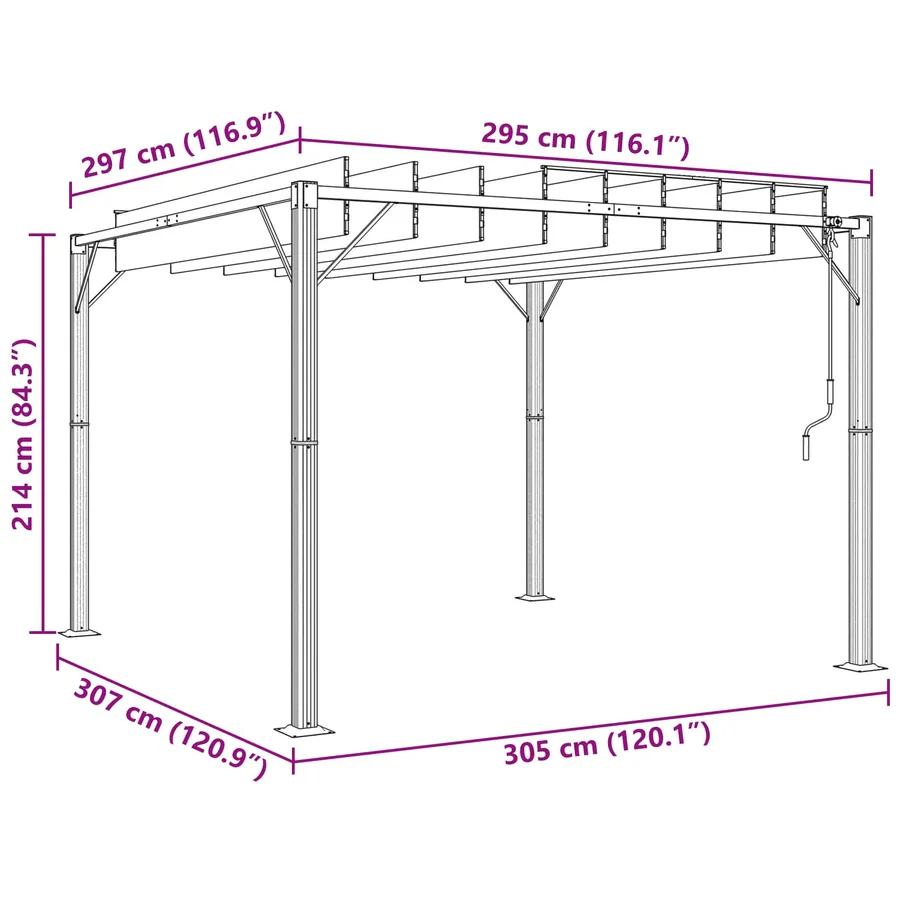 Gazebo avec toiture louvée 3 x 3 x 2,14 m Vert - 8