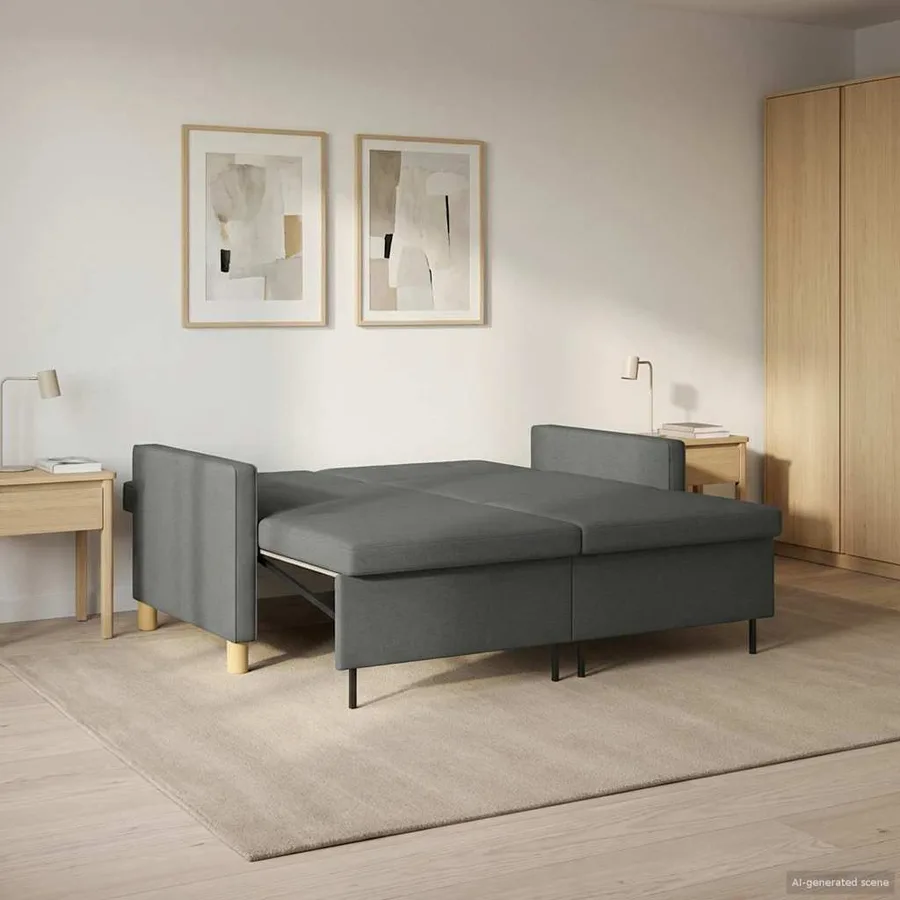 Canapé-lit escamotable Gris foncé Tissu - 4