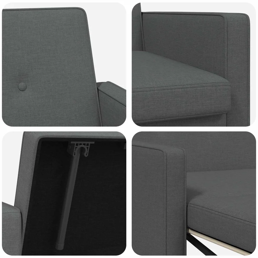 Canapé-lit escamotable Gris foncé Tissu - 8