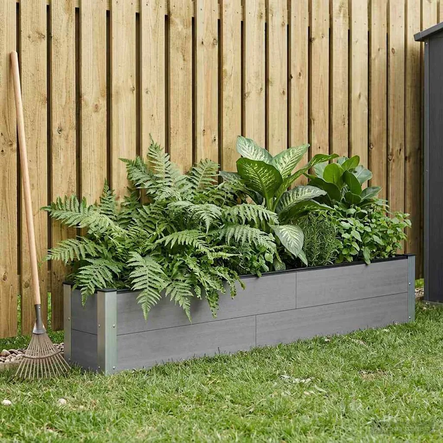 Jardinière surélevée Gris 200 x 30 x 36 cm