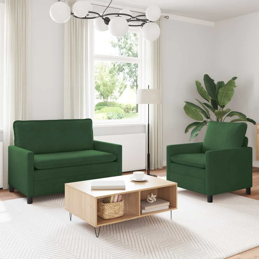 Ensemble de Canapés 2 pcs Vert Jungle Tissu