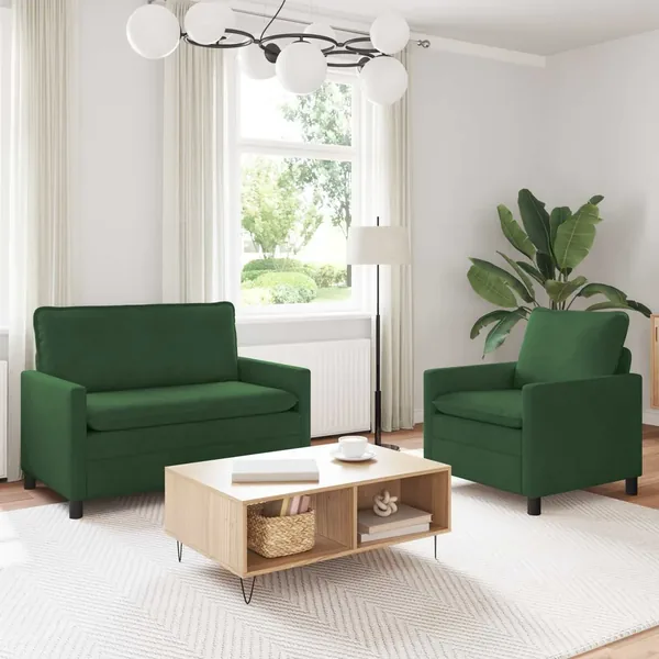 Ensemble de Canapés 2 pcs Vert Jungle Tissu
