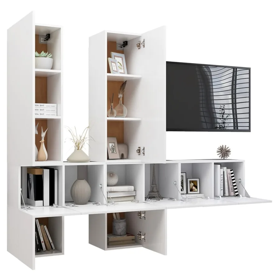 Ensemble de meubles TV 7 pcs Blanc Bois d'ingénierie - 6