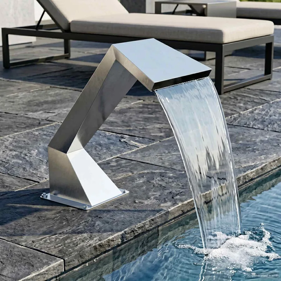 Chute d'eau de Piscine Acier inoxydable 63,5 x 29 x 51 cm