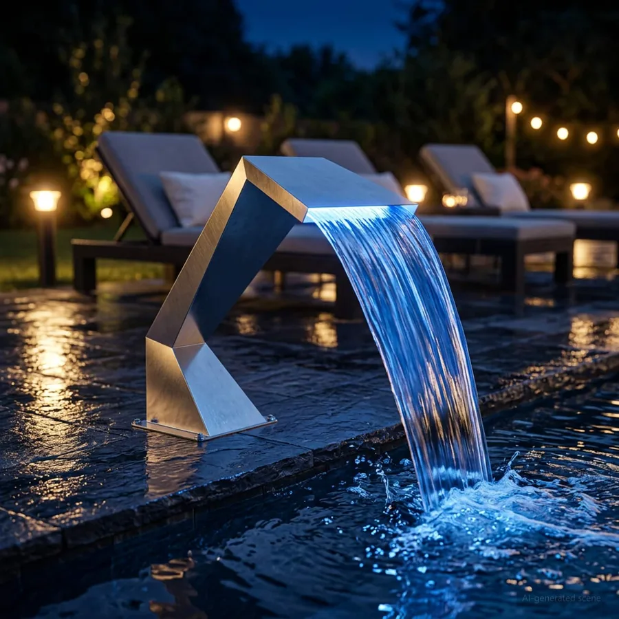 Chute d'eau de Piscine Acier inoxydable 63,5 x 29 x 51 cm - 3
