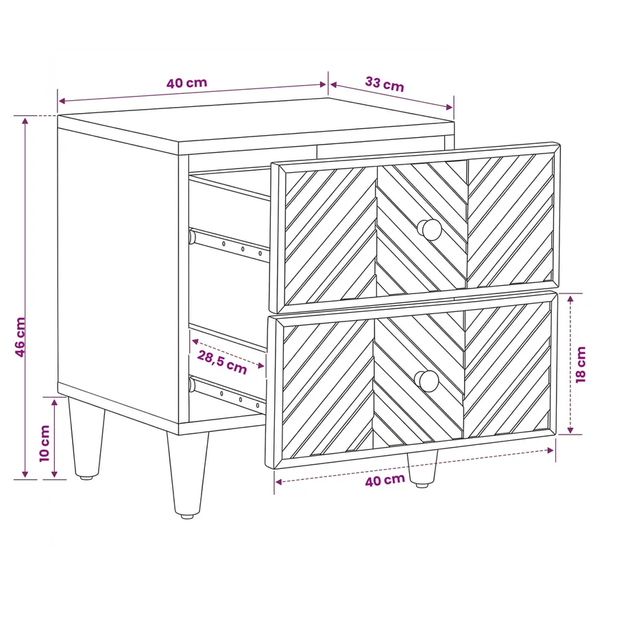 Table de chevet 2 pcs Marron 40 x 33,5 x 46 cm - 11
