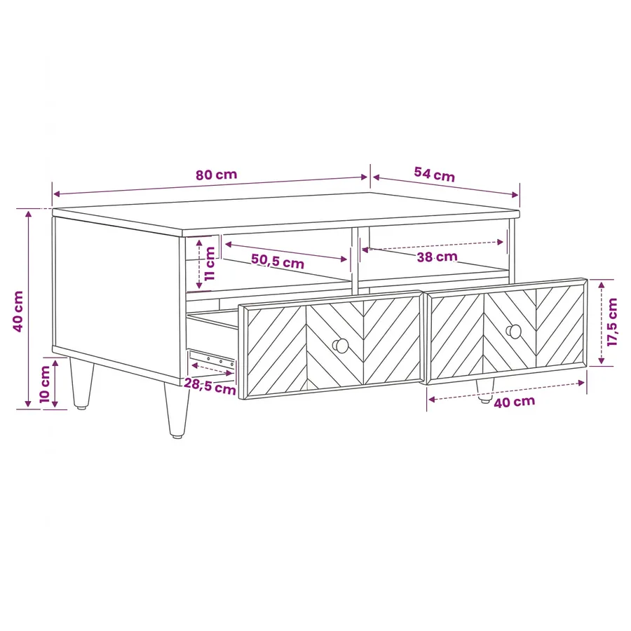 Table basse Marron 80 x 54 x 40 cm Bois de mangue massif - 11