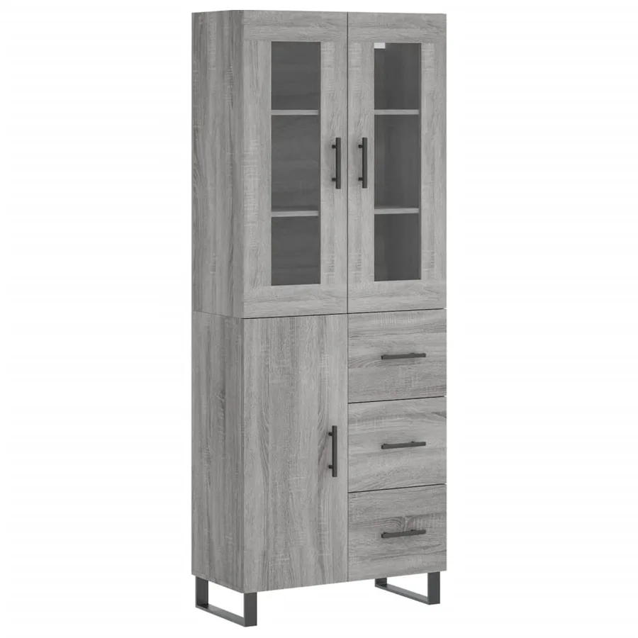 Buffet haut Sonoma gris 69,5x34x180 cm Bois d'ingénierie - 2