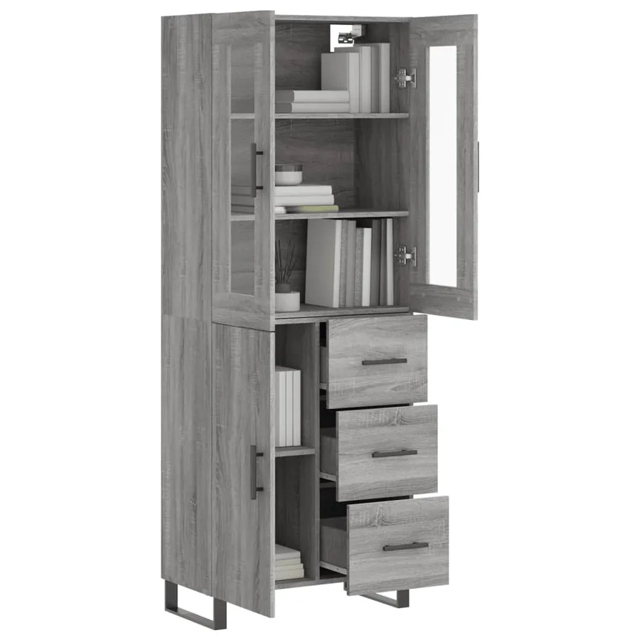Buffet haut Sonoma gris 69,5x34x180 cm Bois d'ingénierie - 3