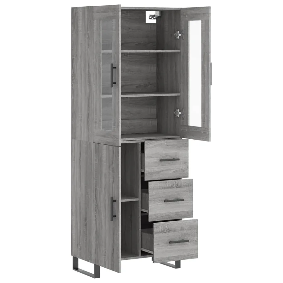 Buffet haut Sonoma gris 69,5x34x180 cm Bois d'ingénierie - 4