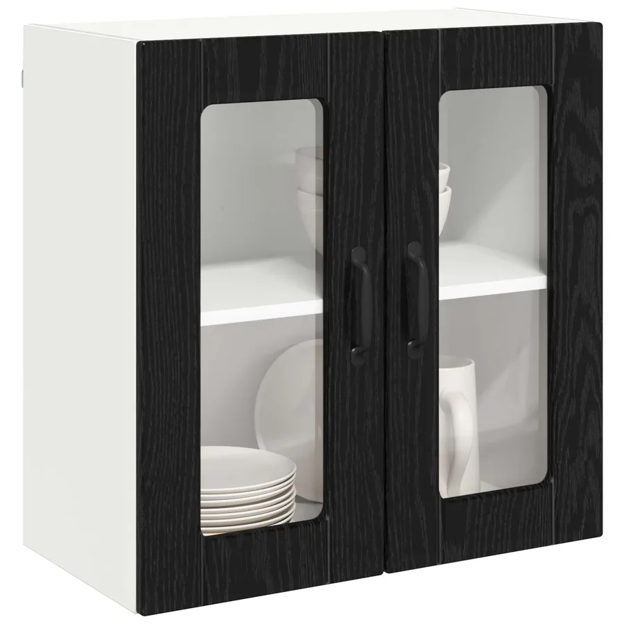 Cabinet en verre mural LUCCA Chêne noir 60 x 31 x 60 cm - 3