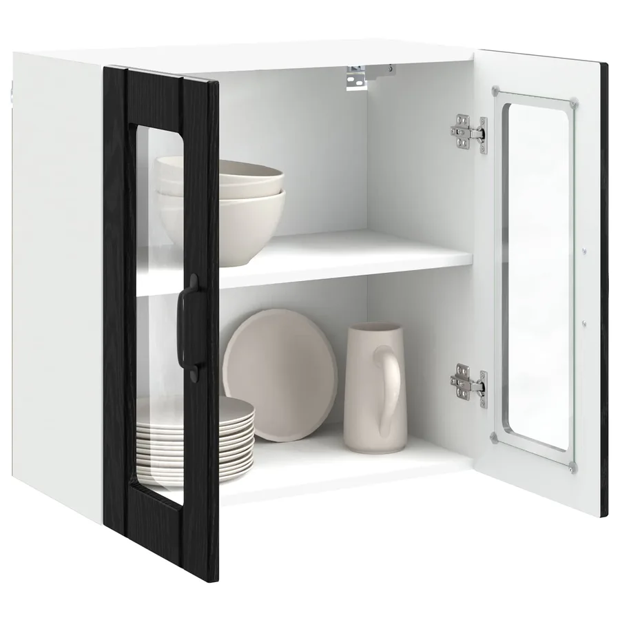 Cabinet en verre mural LUCCA Chêne noir 60 x 31 x 60 cm - 6