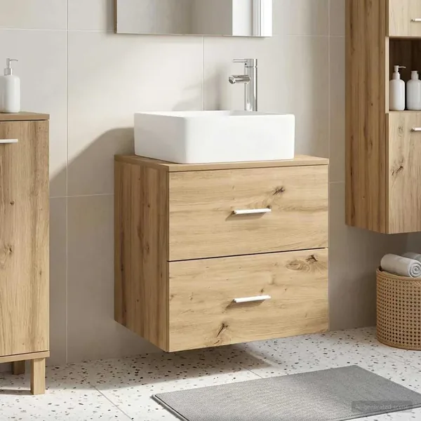 Vanité de lavabo mural Chêne artisanal 49,5 x 41 x 63 cm