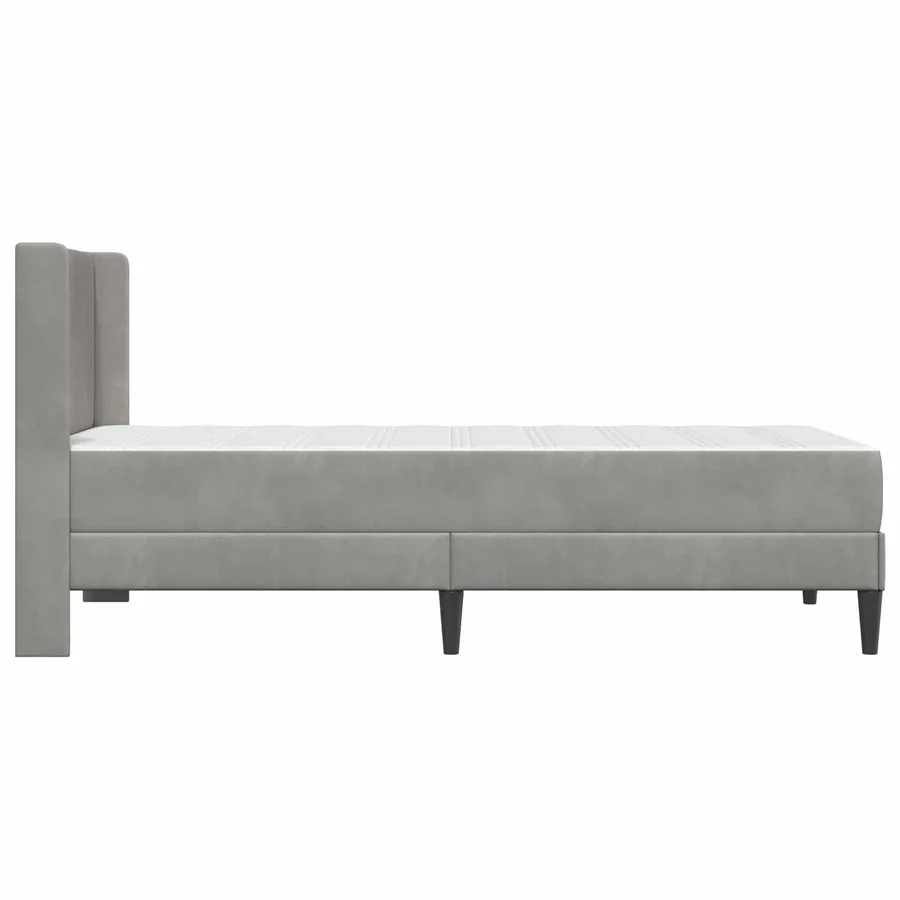 Cadre de lit avec matelas Gris clair 90 x 190 cm Velours - 7