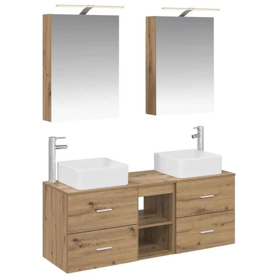 Ensemble de mobilier de salle de bain 5 pc Chêne artisanal - 2