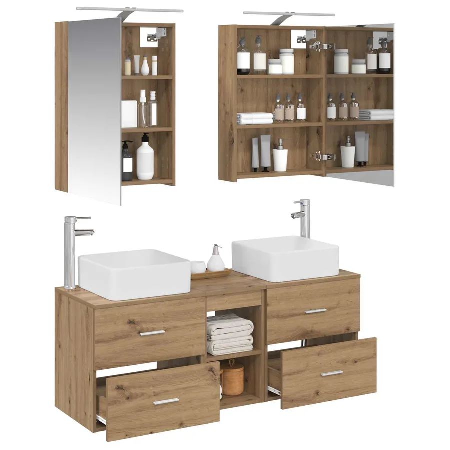 Ensemble de mobilier de salle de bain 5 pc Chêne artisanal - 3