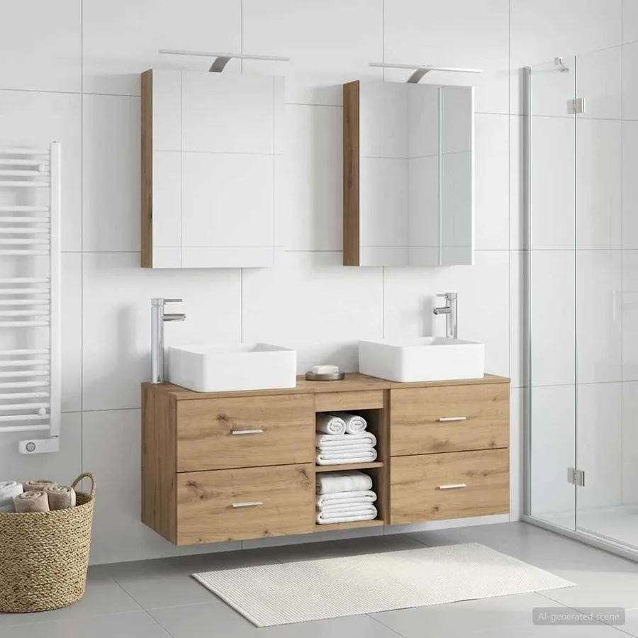 Ensemble de mobilier de salle de bain 5 pc Chêne artisanal - 4