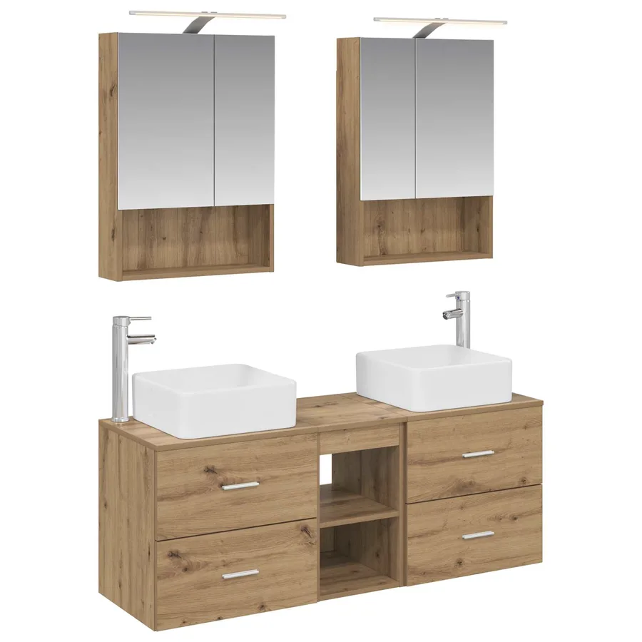 Ensemble de mobilier de salle de bain 5 pc Chêne artisanal - 2