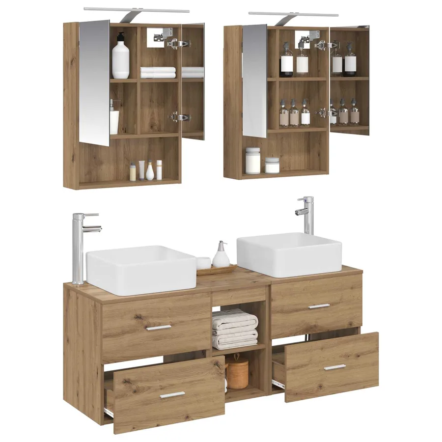 Ensemble de mobilier de salle de bain 5 pc Chêne artisanal - 3