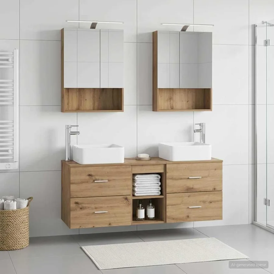 Ensemble de mobilier de salle de bain 5 pc Chêne artisanal - 4