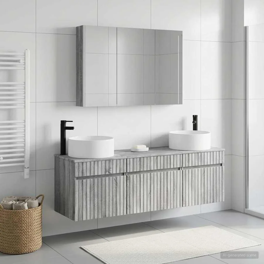 Ensemble d'armoire de salle de bain 4 pcs Sonoma gris