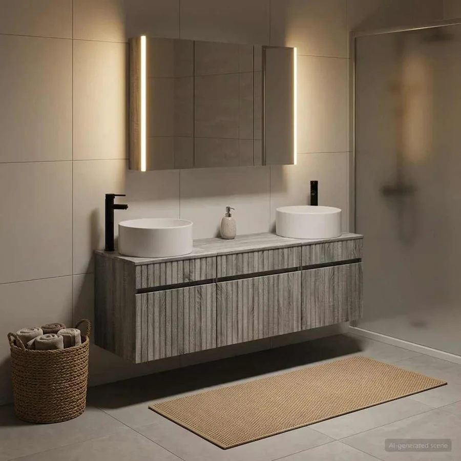 Ensemble d'armoire de salle de bain 4 pcs Sonoma gris - 4