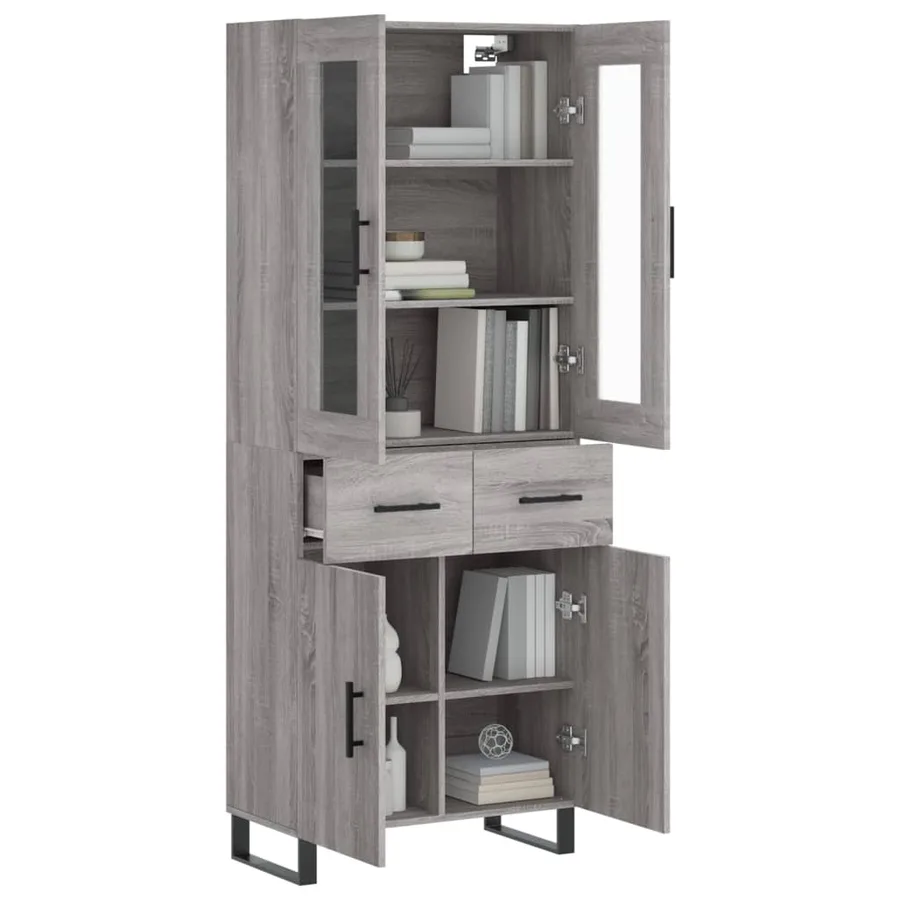 Buffet haut Sonoma gris 69,5x34x180 cm Bois d'ingénierie - 3