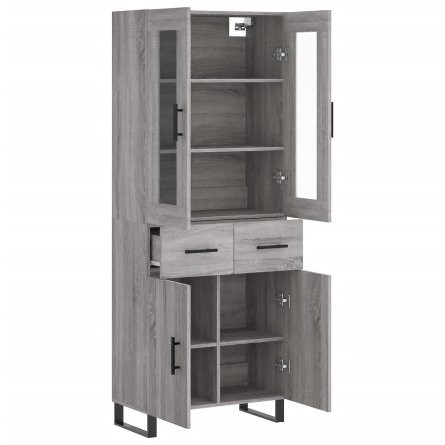 Buffet haut Sonoma gris 69,5x34x180 cm Bois d'ingénierie - 4