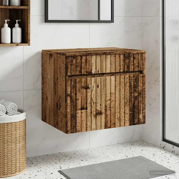 Cabinet de Salle de Bain Mural Bois ancien 59 x 44,5 x 50 cm