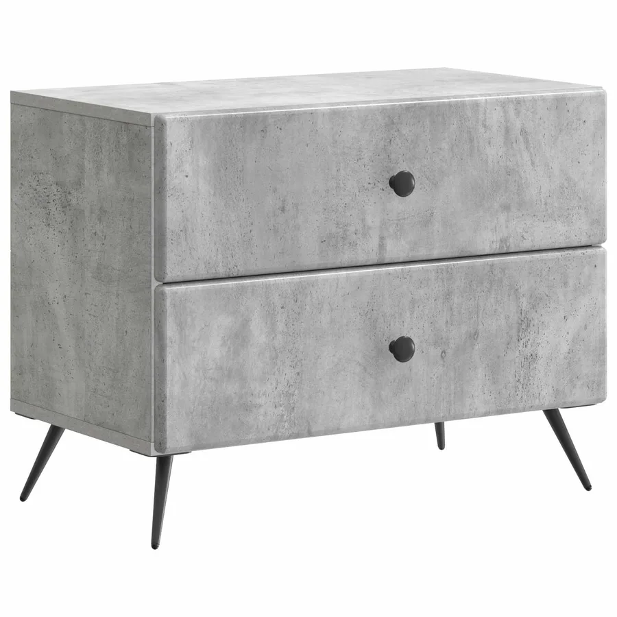 Cabinet de chevet avec tiroir Gris béton 62 x 34,5 x 47,5 cm - 2