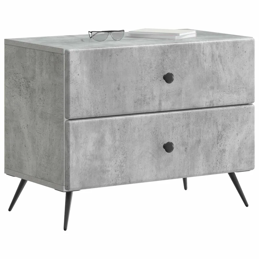 Cabinet de chevet avec tiroir Gris béton 62 x 34,5 x 47,5 cm - 3