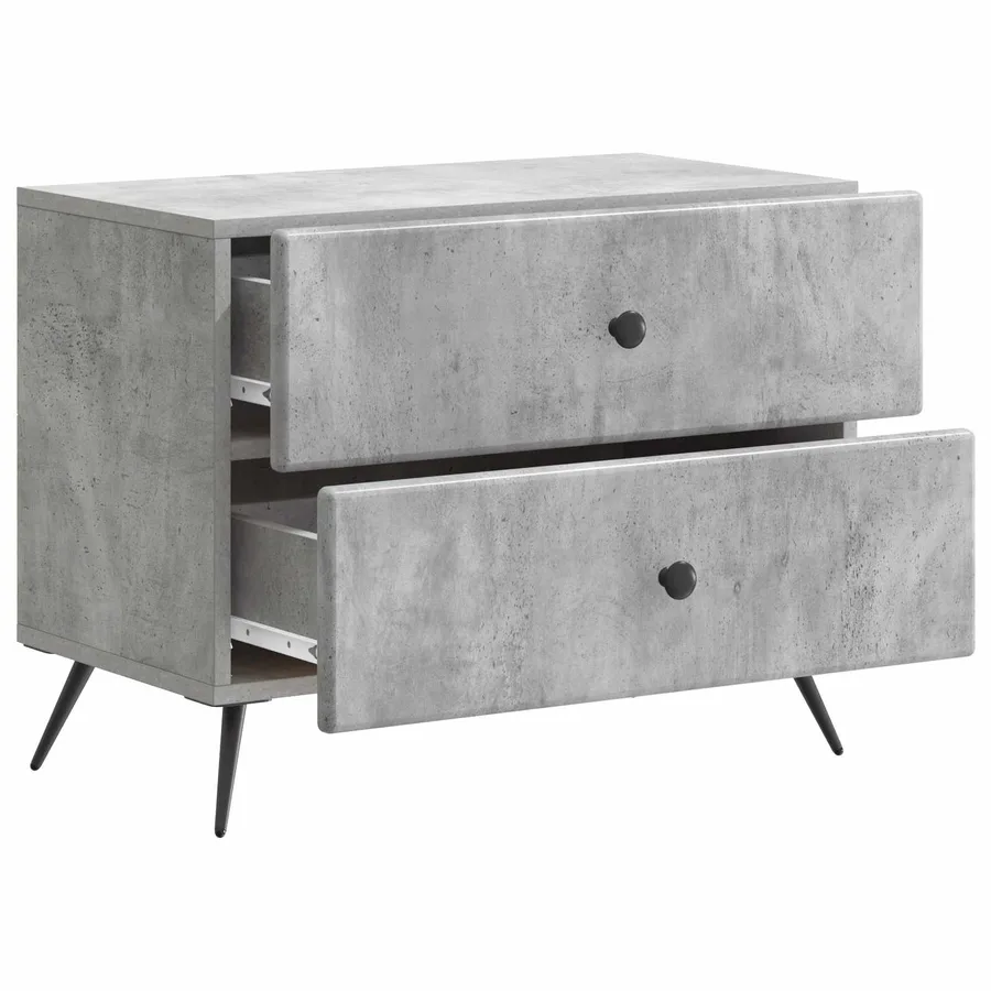 Cabinet de chevet avec tiroir Gris béton 62 x 34,5 x 47,5 cm - 4