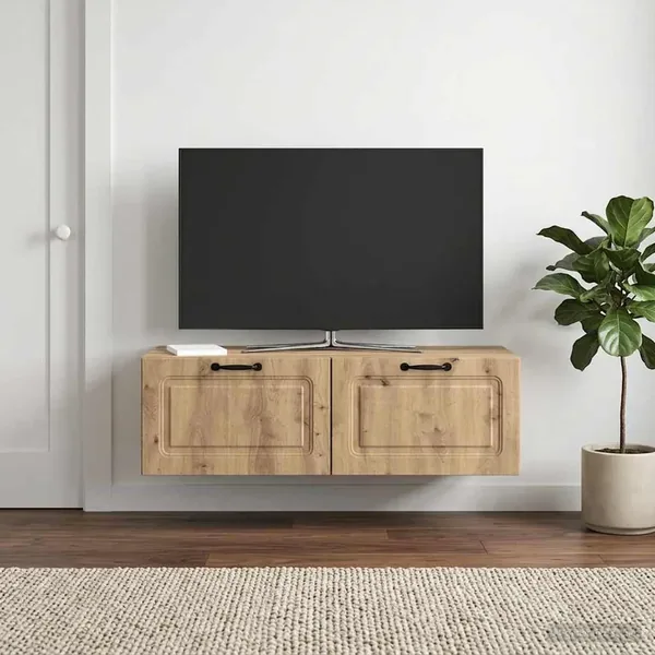 Meuble TV mural 98 x 41 x 30 cm Chêne artisanal