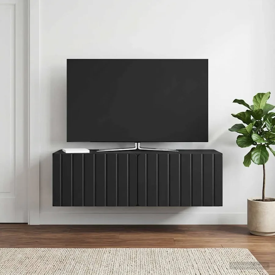 Meuble TV mural 98 x 41 x 30 cm Noir Bois d'ingénierie - 4