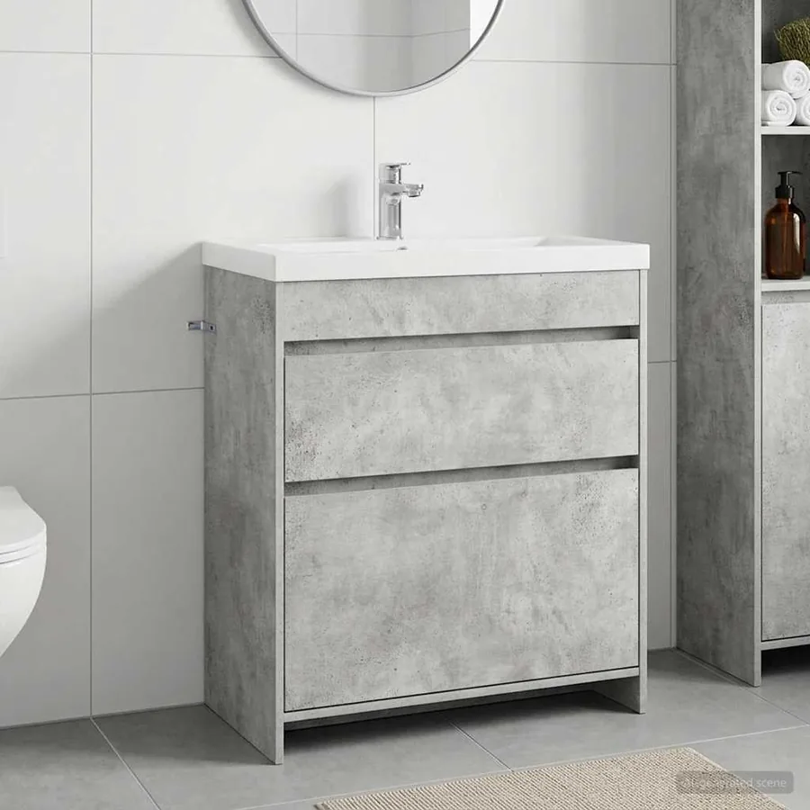 Meuble sous lavabo de salle de bain Gris béton