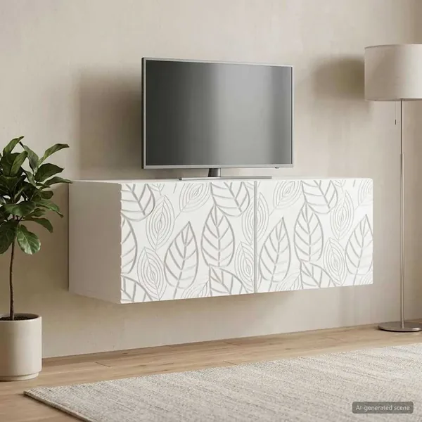 Meuble TV mural 98 x 41 x 30 cm Blanc Bois d'ingénierie