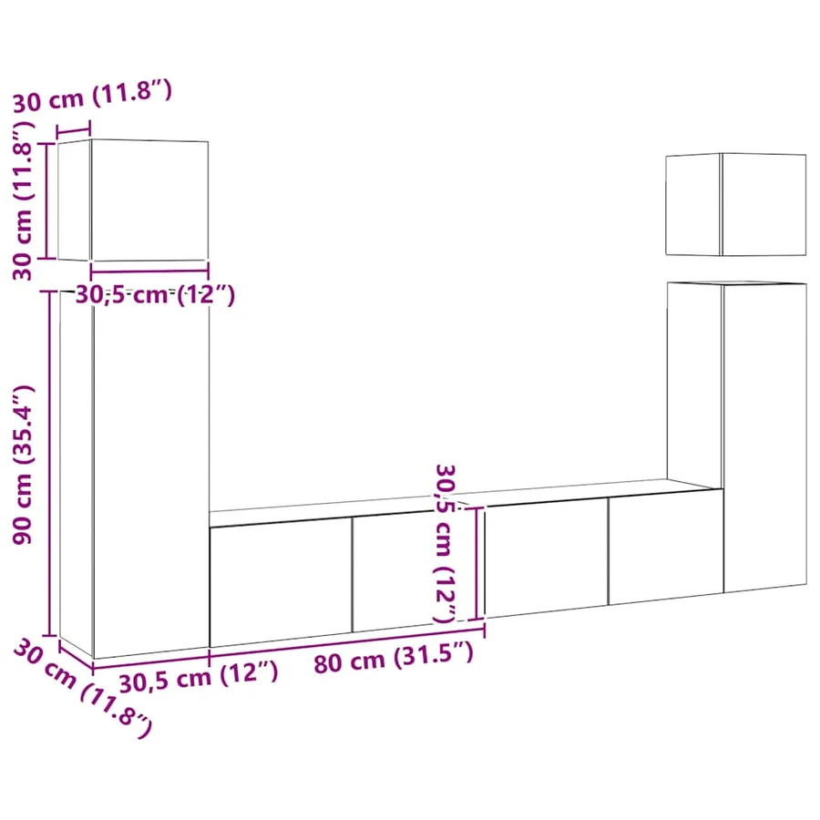 Ensemble de meubles TV 8 pcs Blanc Bois d'ingénierie - 11
