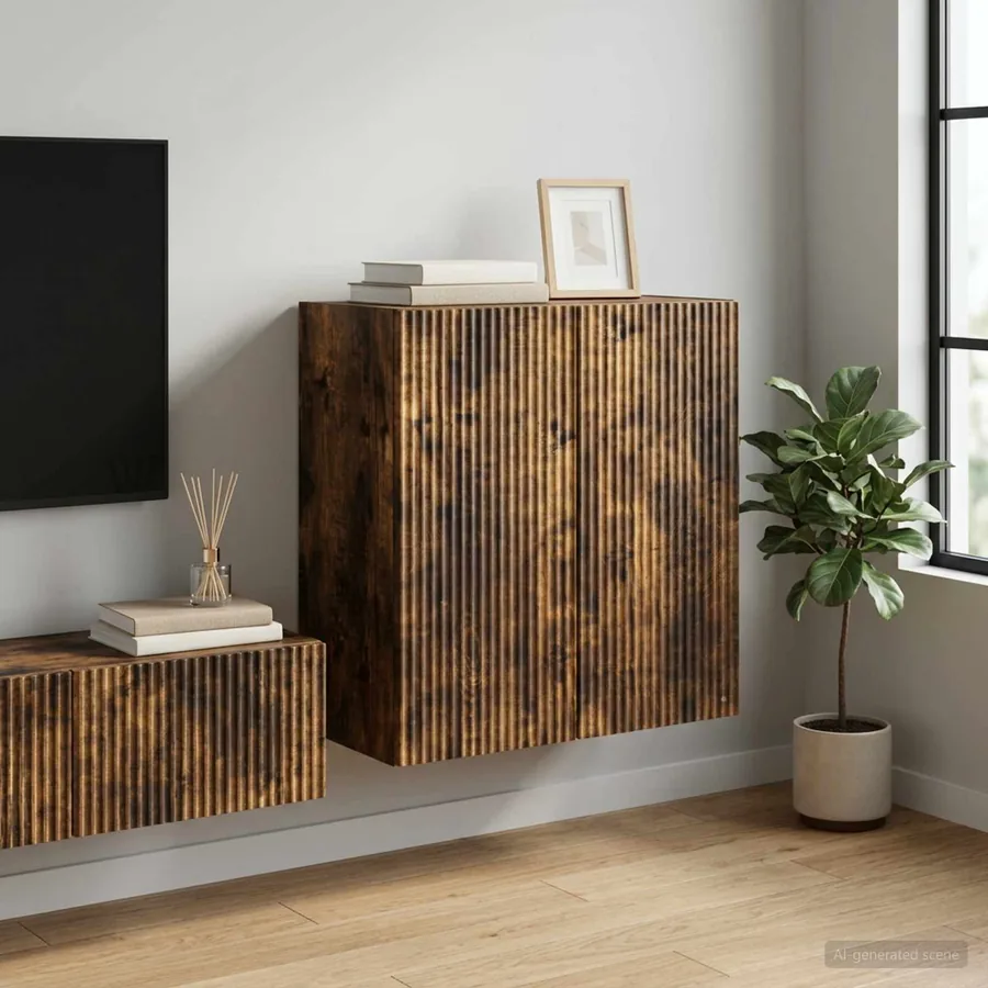 Armoire Murale Chêne fumé 59 x 31 x 60 cm Bois d'ingénierie