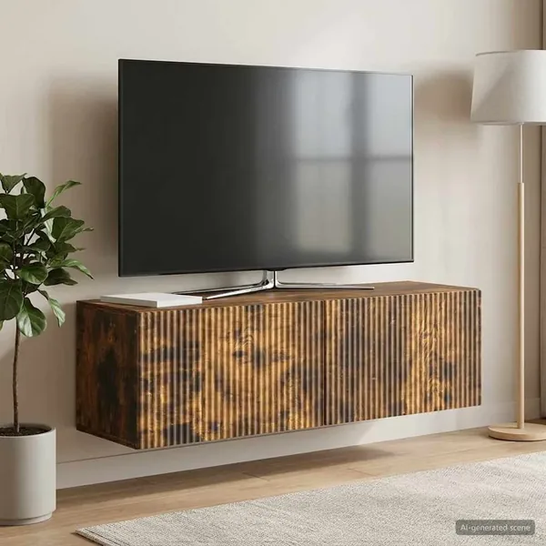 Meuble TV mural Chêne fumé 98 x 31 x 30 cm Bois d'ingénierie