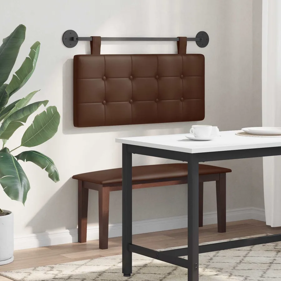 Tête de lit suspendue Marron Simili cuir - 4