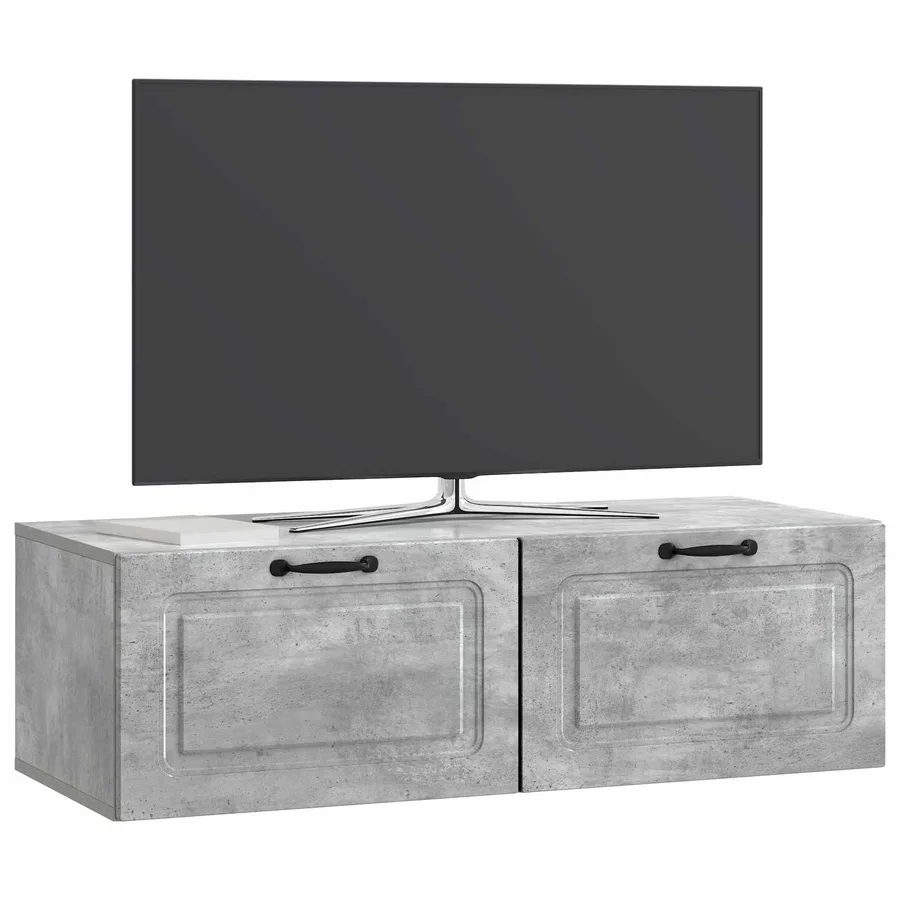 Meuble TV mural Gris béton 98 x 41 x 30 cm Bois d'ingénierie - 3