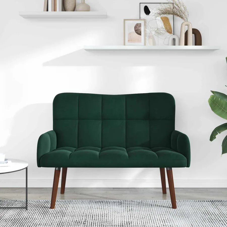 Sofa 2 places Vert foncé 115 x 61 x 87 cm Velours - 3