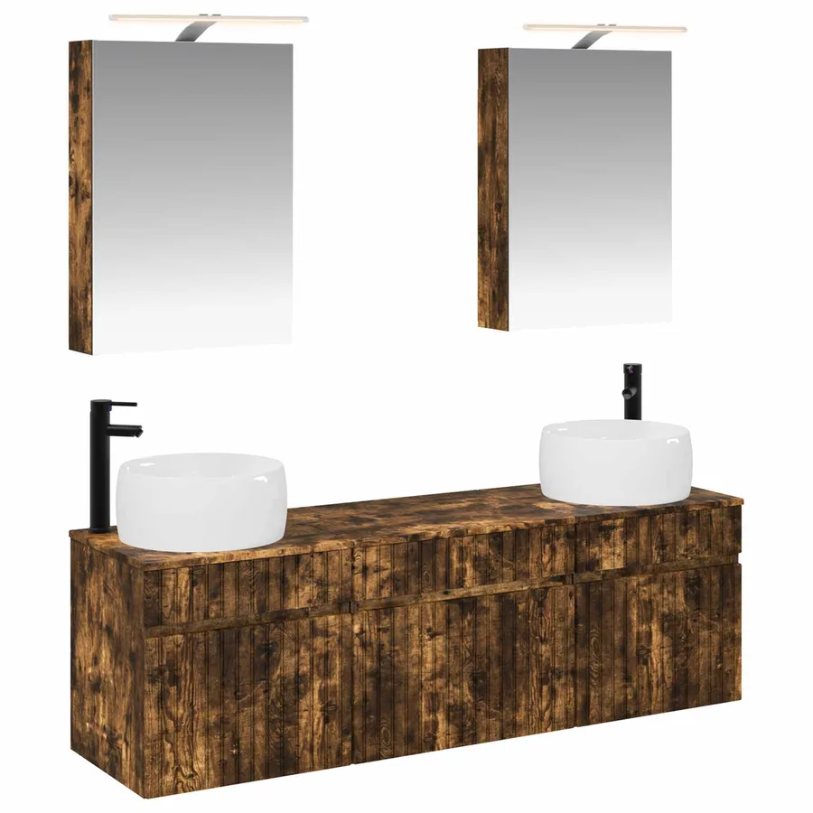 Ensemble d'armoire de salle de bain 5 pcs Chêne fumé - 2