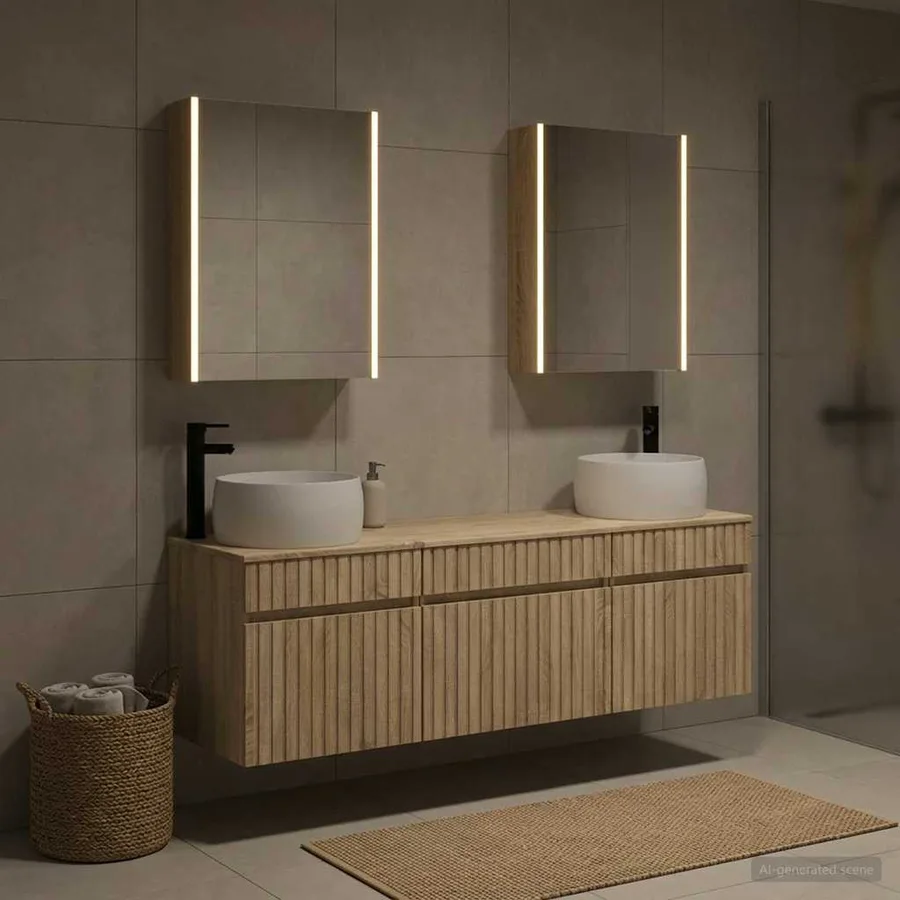 Ensemble d'armoire de salle de bain 5 pcs Chêne Sonoma - 4