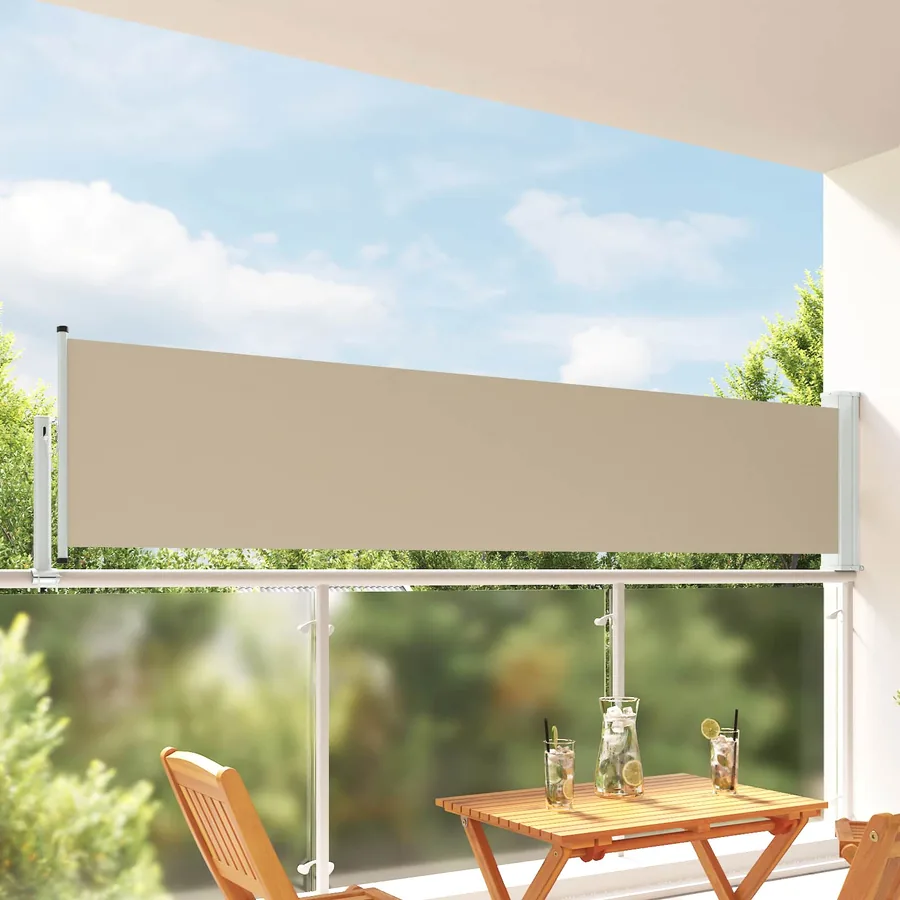 Auvent latéral 80 x 300 cm 100% polyester fer acier