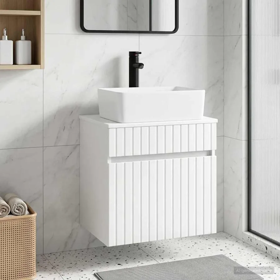 Meuble de lavabo mural Blanc brillant 49 x 41 x 63 cm