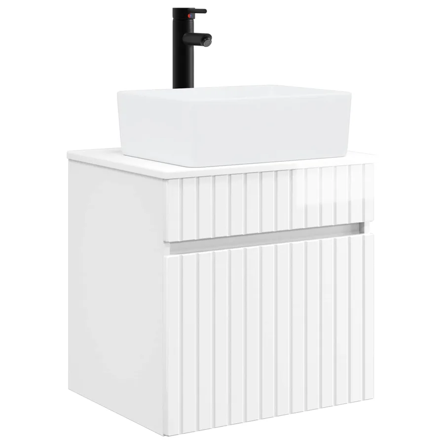 Meuble de lavabo mural Blanc brillant 49 x 41 x 63 cm - 2